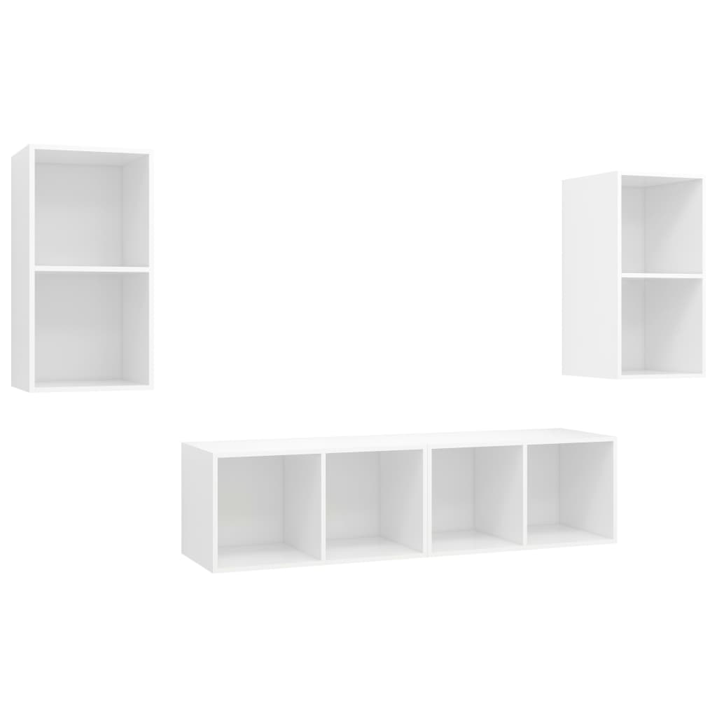 Wall - mounted TV Cabinets 4 pcs White Engineered Wood - Bargainia.com - 