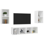 Wall - mounted TV Cabinets 4 pcs White Engineered Wood - Bargainia.com - 