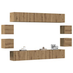 Wall Mounted TV cabinets 8 pcs Artisan Oak Engineered Wood - Bargainia.com - 