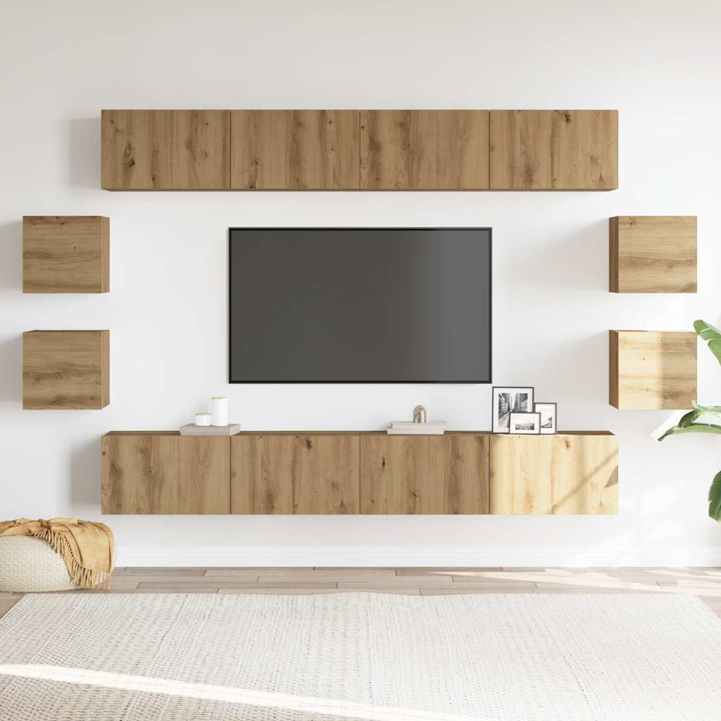 Wall Mounted TV cabinets 8 pcs Artisan Oak Engineered Wood - Bargainia.com - 8721158759504 - 3328952