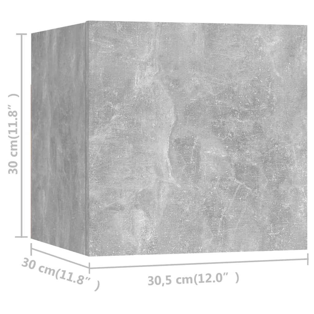 Wall Mounted TV Cabinets 8 pcs Concrete Grey 30.5x30x30 cm - Bargainia.com - 