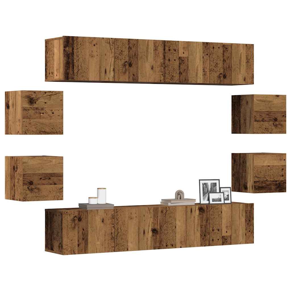 Wall Mounted TV cabinets 8 pcs Old Wood Engineered Wood - Bargainia.com - 