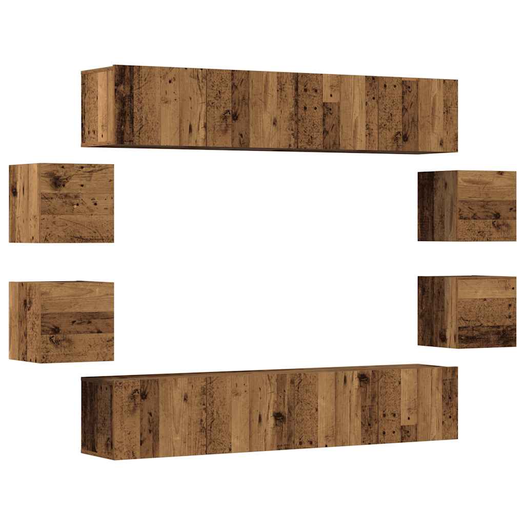 Wall Mounted TV cabinets 8 pcs Old Wood Engineered Wood - Bargainia.com - 8721158759474 - 3328949