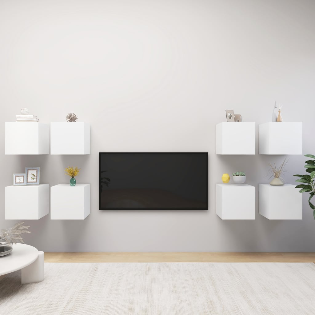 Wall Mounted TV Cabinets 8 pcs White 30.5x30x30 cm - Bargainia.com - 8720286570326 - 3078739