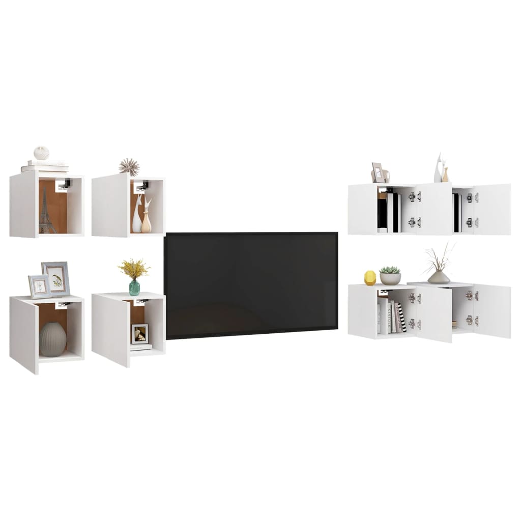 Wall Mounted TV Cabinets 8 pcs White 30.5x30x30 cm - Bargainia.com - 8720286570326 - 3078739