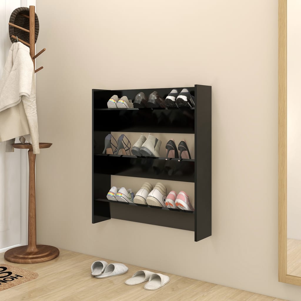 Wall Shoe Cabinet Black 80x18x90 cm Engineered Wood - Bargainia.com - 8720286559802 - 806779