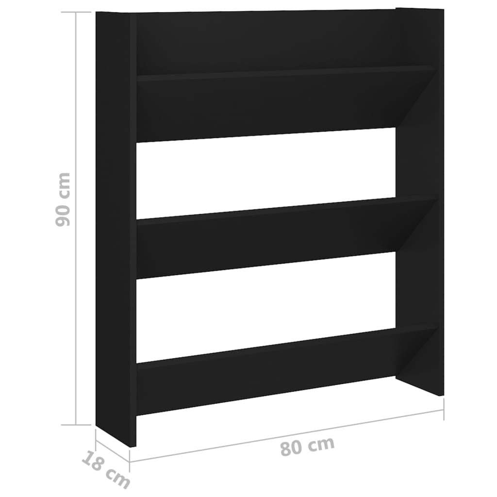 Wall Shoe Cabinet Black 80x18x90 cm Engineered Wood - Bargainia.com - 8720286559802 - 806779