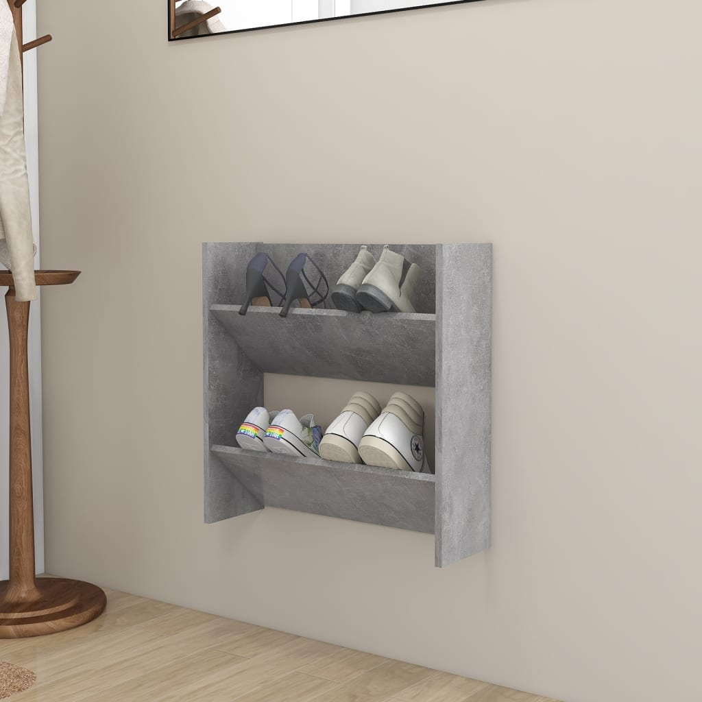 Wall Shoe Cabinet Concrete Grey 60x18x60 cm Engineered Wood - Bargainia.com - 