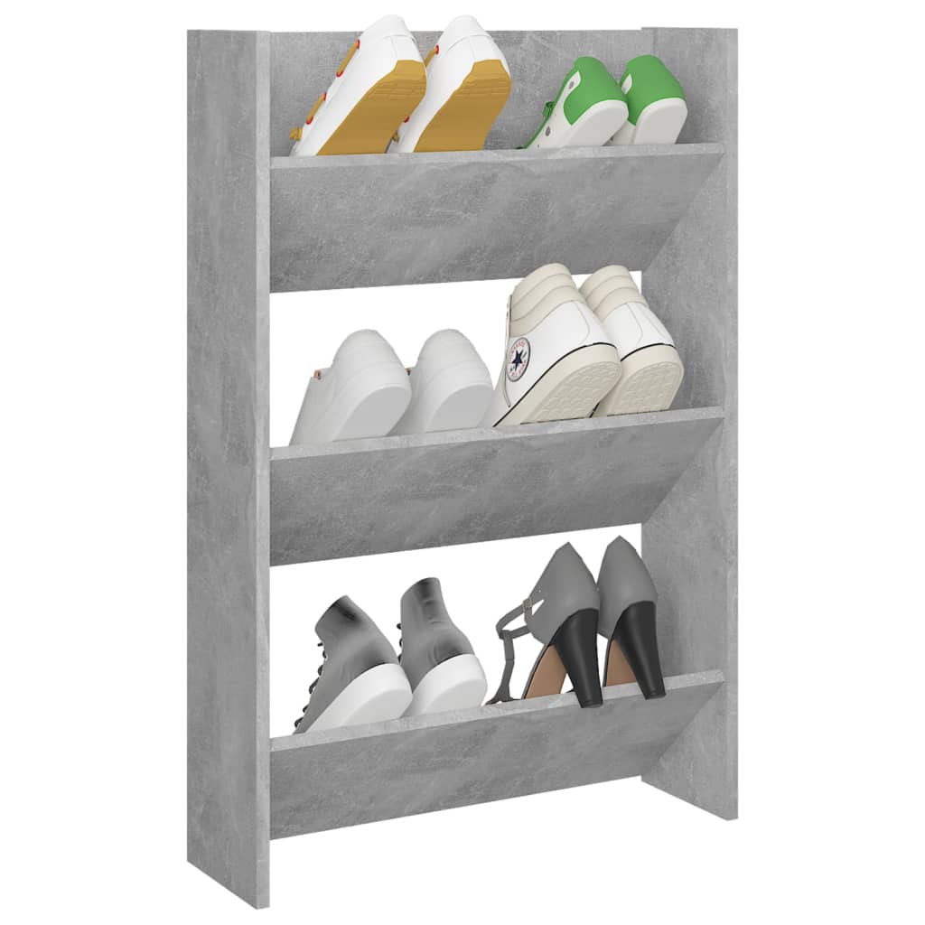 Wall Shoe Cabinet Concrete Grey 60x18x90 cm Engineered Wood - Bargainia.com - 