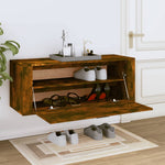 Wall Shoe Cabinet Smoked Oak 100x35x38 cm Engineered Wood - Bargainia.com - 