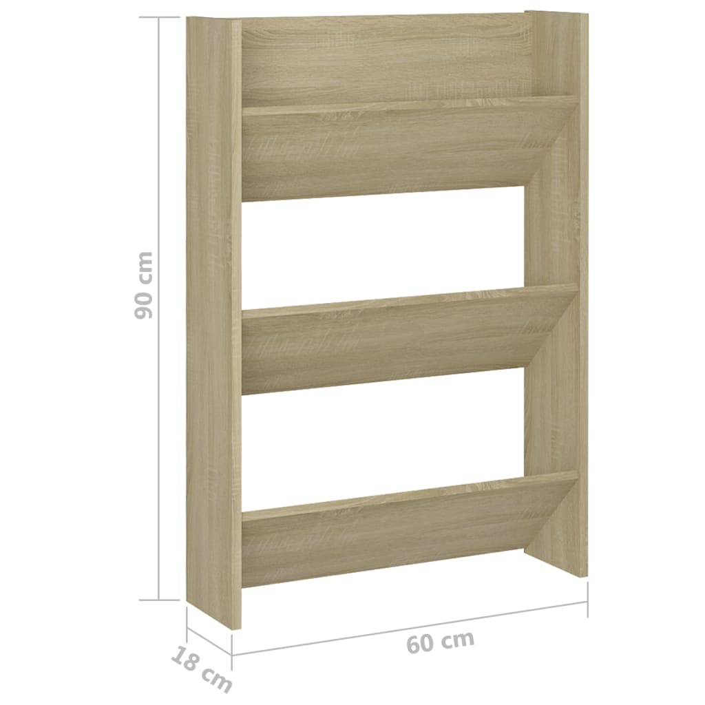 Wall Shoe Cabinet Sonoma Oak 60x18x90 cm Engineered Wood - Bargainia.com - 