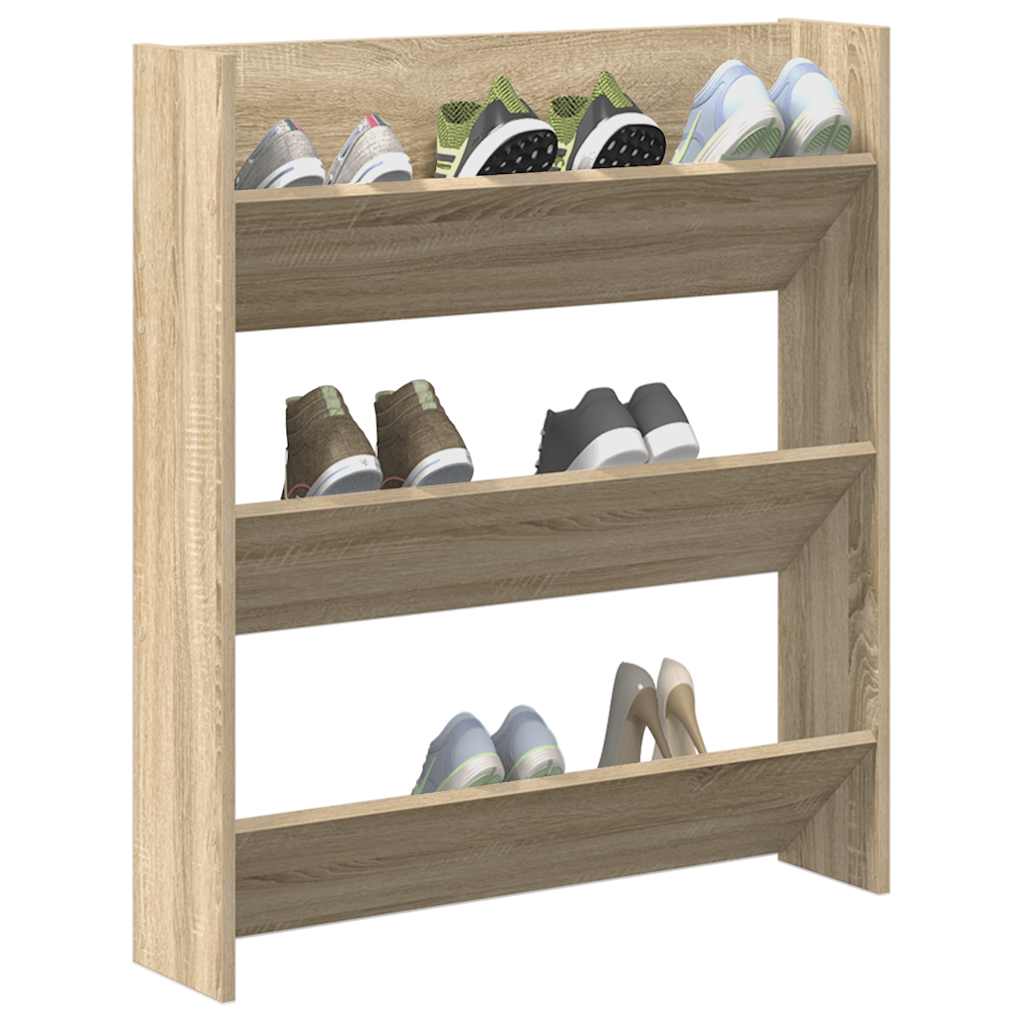 Wall Shoe Cabinet Sonoma Oak 80x18x90 cm Engineered Wood - Bargainia.com - 