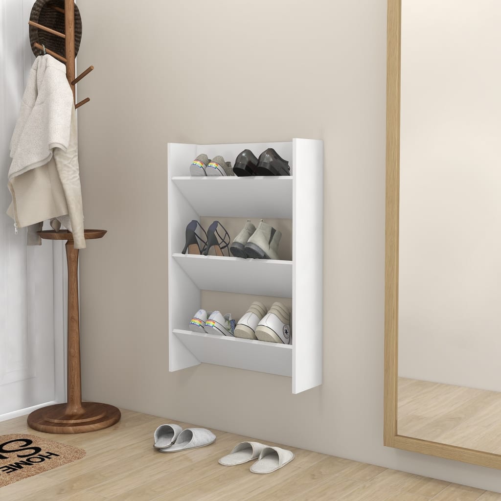 Wall Shoe Cabinet White 60x18x90 cm Engineered Wood - Bargainia.com - 