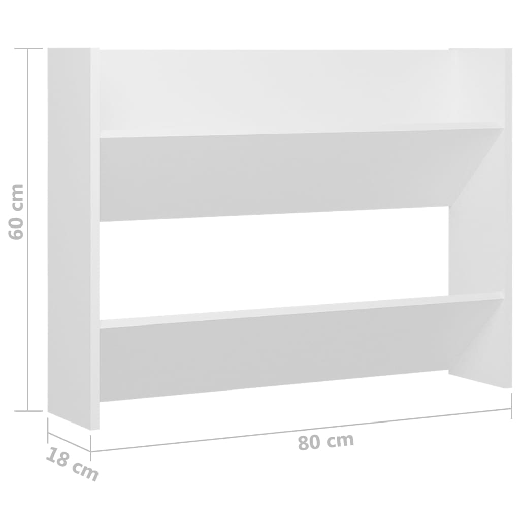 Wall Shoe Cabinet White 80x18x60 cm Engineered Wood - Bargainia.com - 