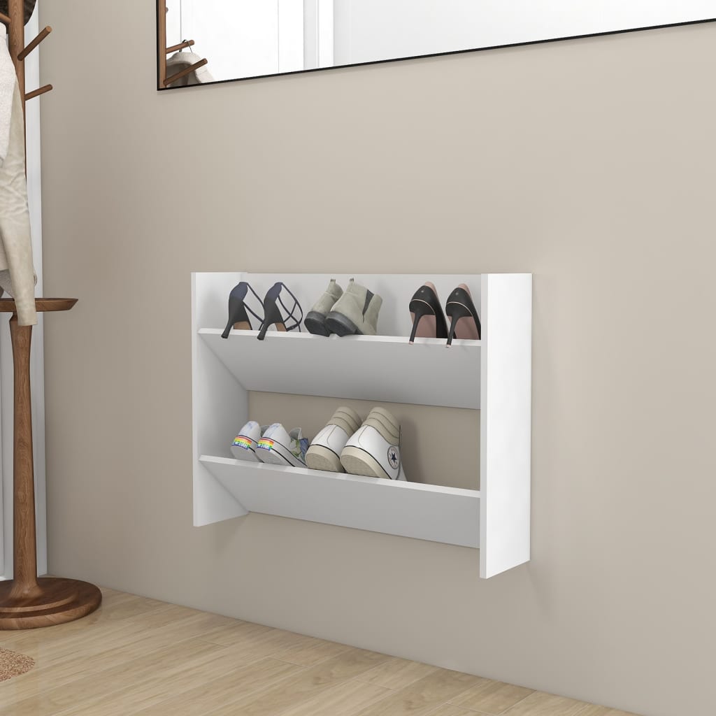 Wall Shoe Cabinet White 80x18x60 cm Engineered Wood - Bargainia.com - 