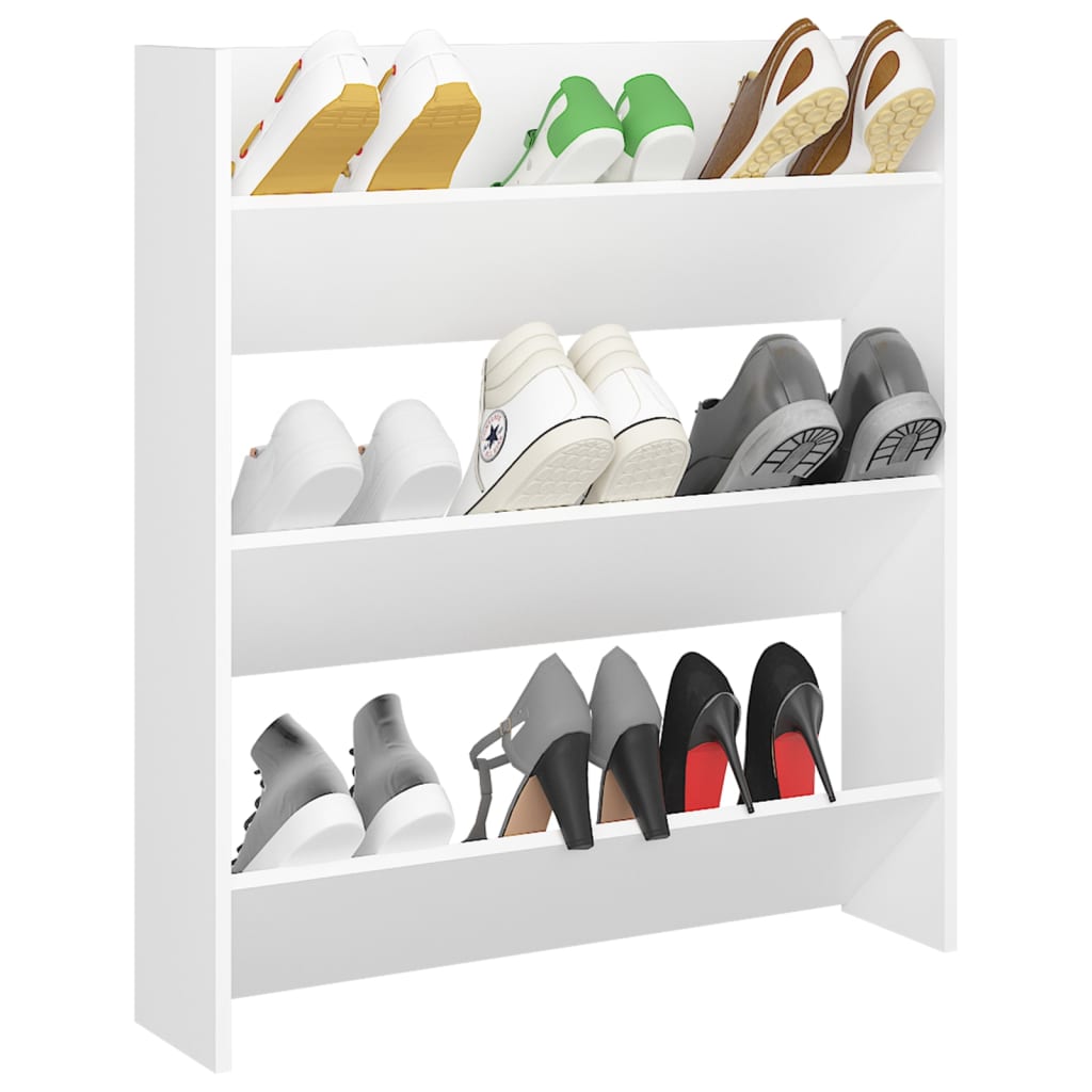 Wall Shoe Cabinet White 80x18x90 cm Engineered Wood - Bargainia.com - 