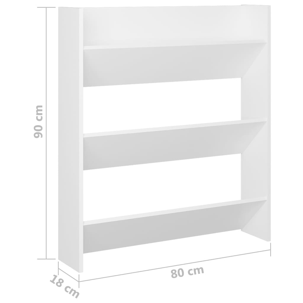 Wall Shoe Cabinet White 80x18x90 cm Engineered Wood - Bargainia.com - 