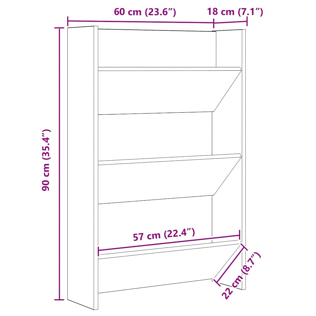 Wall Shoe Cabinet with Shelf Other Artisan oak Engineered wood - Bargainia.com - 8721288728791 - 875148