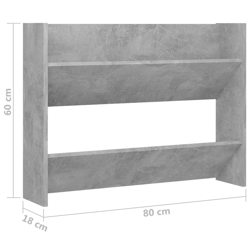 Wall Shoe Cabinets 2 pcs Concrete Grey 80x18x60 cm Engineered Wood - Bargainia.com - 