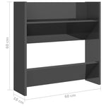 Wall Shoe Cabinets 2 pcs High Gloss Grey 60x18x60 cm Engineered Wood - Bargainia.com - 