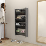 Wall Shoe Cabinets 2 pcs High Gloss Grey 60x18x60 cm Engineered Wood - Bargainia.com - 