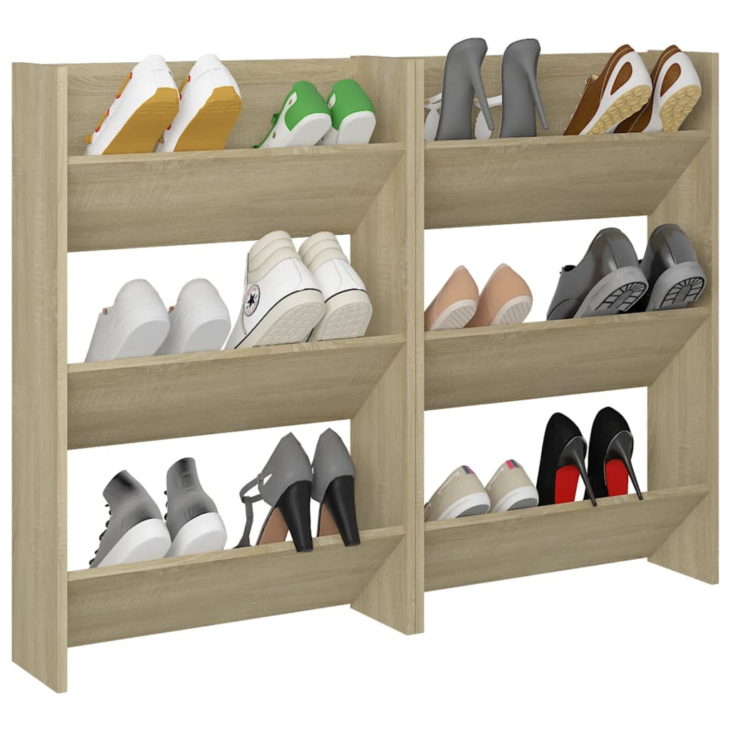 Wall Shoe Cabinets 2 pcs Sonoma Oak 60x18x90 cm Engineered Wood - Bargainia.com - 