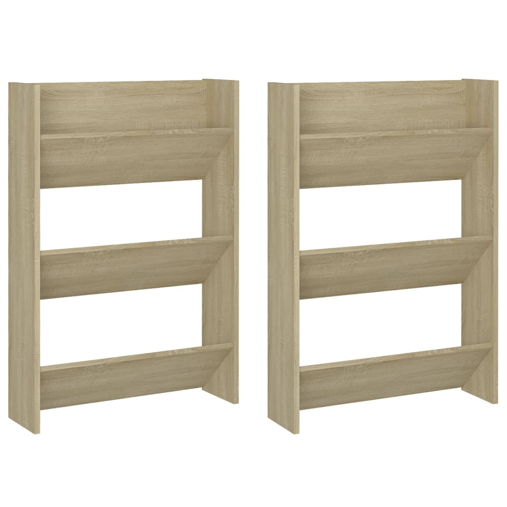 Wall Shoe Cabinets 2 pcs Sonoma Oak 60x18x90 cm Engineered Wood - Bargainia.com - 