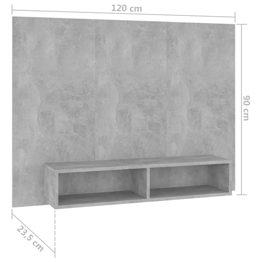 Wall TV Cabinet Concrete Grey 120x23.5x90 cm Engineered Wood - Bargainia.com - 8720286606131 - 808273