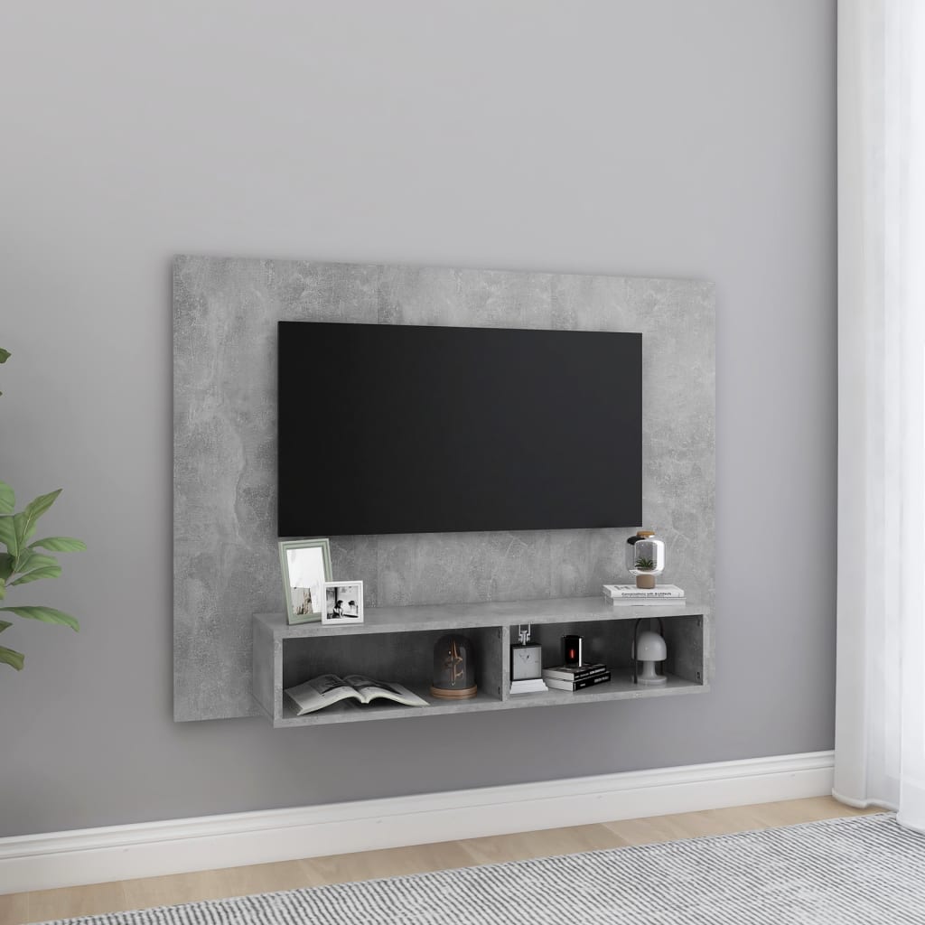 Wall TV Cabinet Concrete Grey 120x23.5x90 cm Engineered Wood - Bargainia.com - 