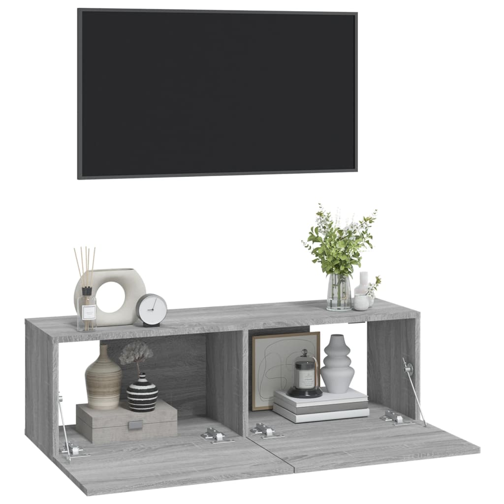 Wall TV Cabinets 2 pcs Grey Sonoma 100x30x30 cm Engineered Wood - Bargainia.com - 8720287087472 - 820467