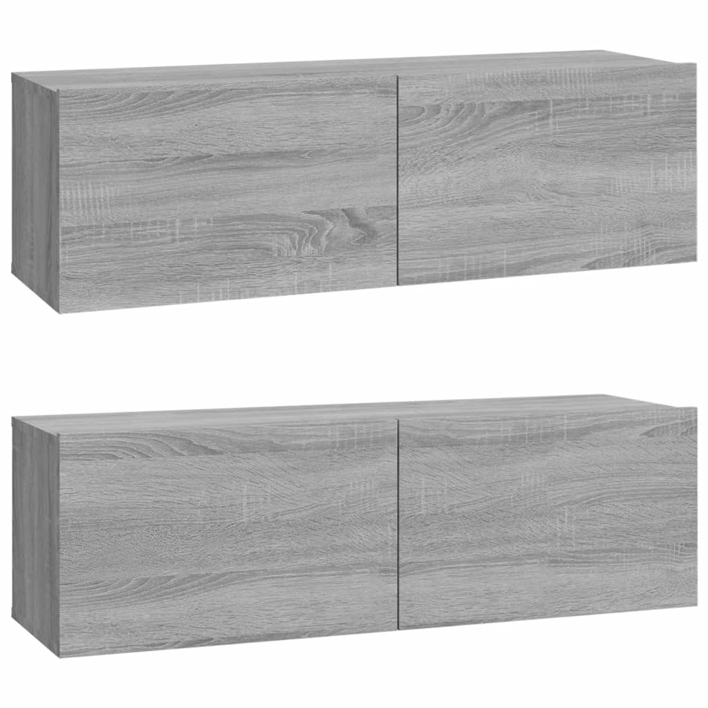 Wall TV Cabinets 2 pcs Grey Sonoma 100x30x30 cm Engineered Wood - Bargainia.com - 