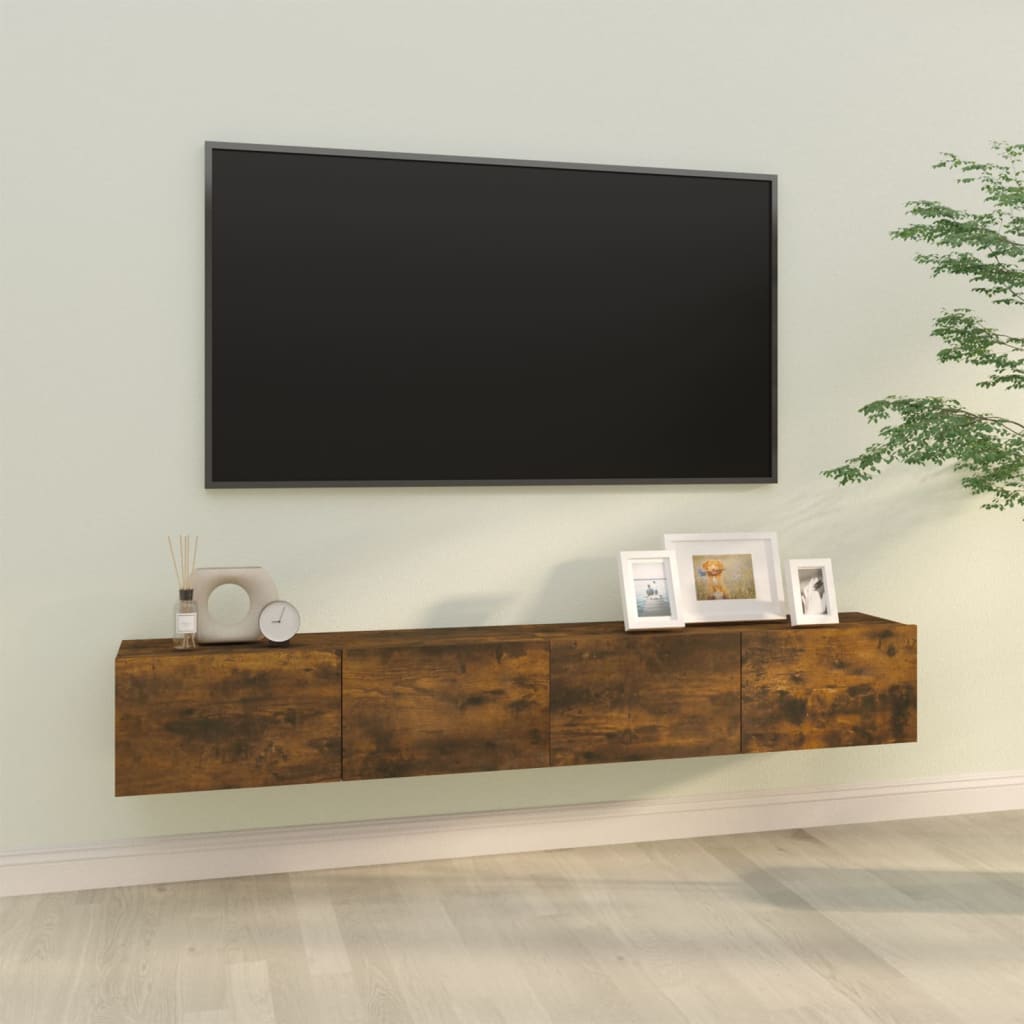 Wall TV Cabinets 2 pcs Smoked Oak 100x30x30 cm Engineered Wood - Bargainia.com - 8720287087465 - 820466