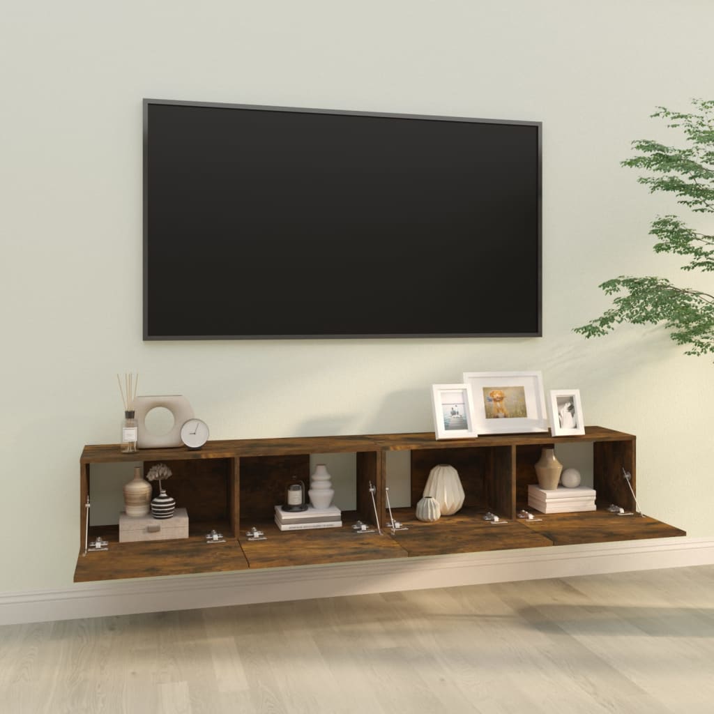Wall TV Cabinets 2 pcs Smoked Oak 100x30x30 cm Engineered Wood - Bargainia.com - 8720287087465 - 820466