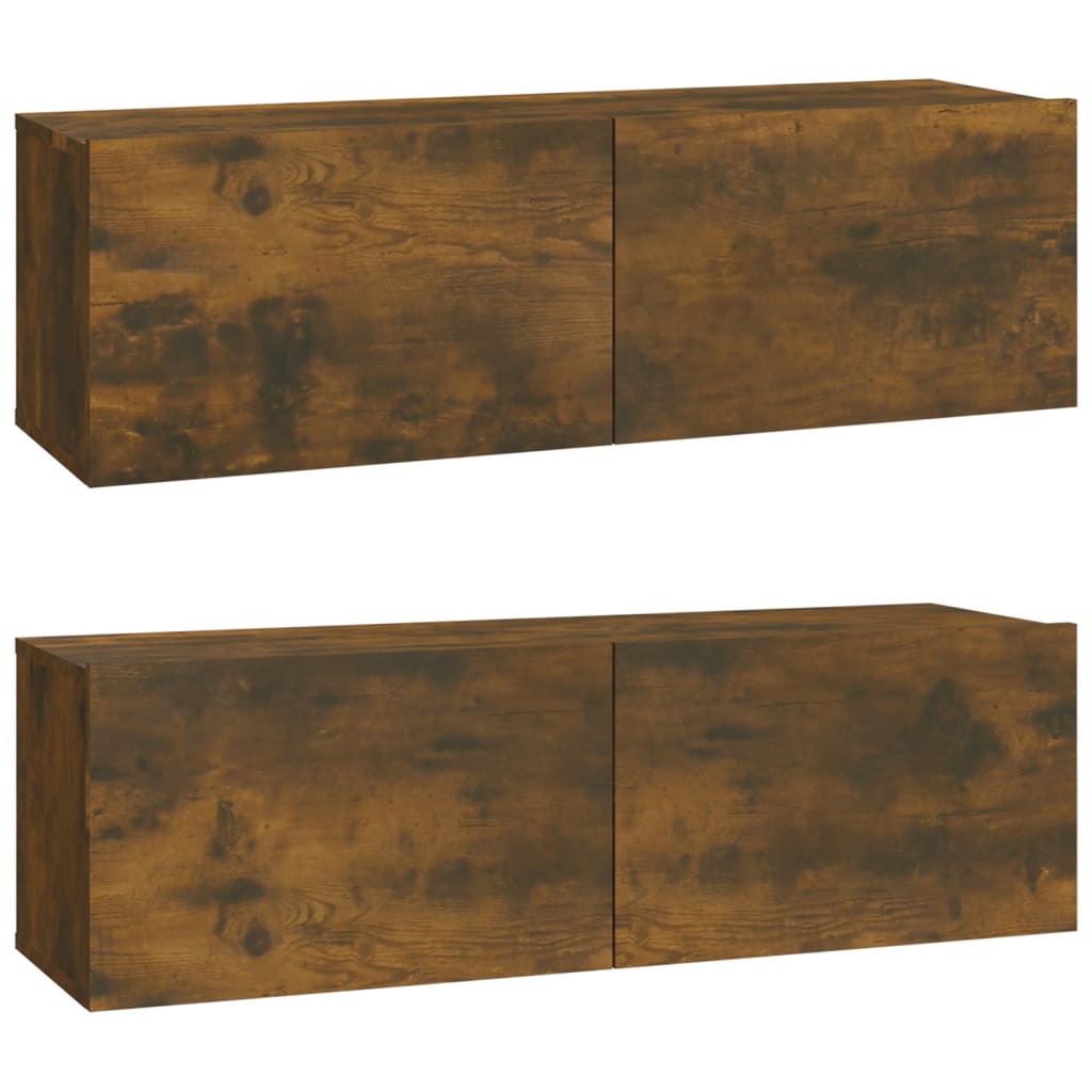 Wall TV Cabinets 2 pcs Smoked Oak 100x30x30 cm Engineered Wood - Bargainia.com - 8720287087465 - 820466