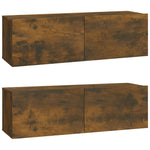Wall TV Cabinets 2 pcs Smoked Oak 100x30x30 cm Engineered Wood - Bargainia.com - 