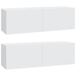 Wall TV Cabinets 2 pcs White 100x30x30 cm Engineered Wood - Bargainia.com - 
