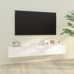 Wall TV Cabinets 2 pcs White 100x30x30 cm Engineered Wood - Bargainia.com - 