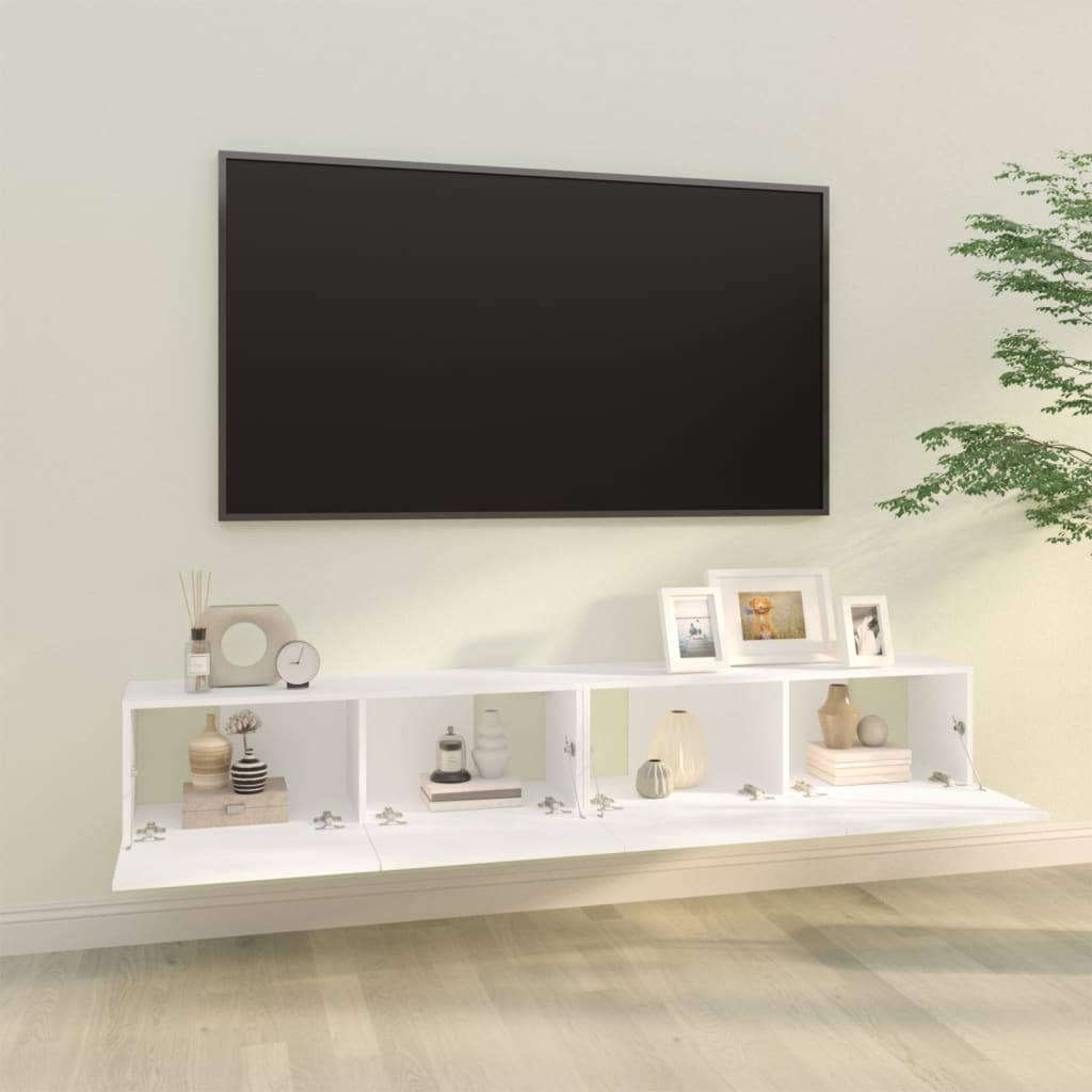 Wall TV Cabinets 2 pcs White 100x30x30 cm Engineered Wood - Bargainia.com - 