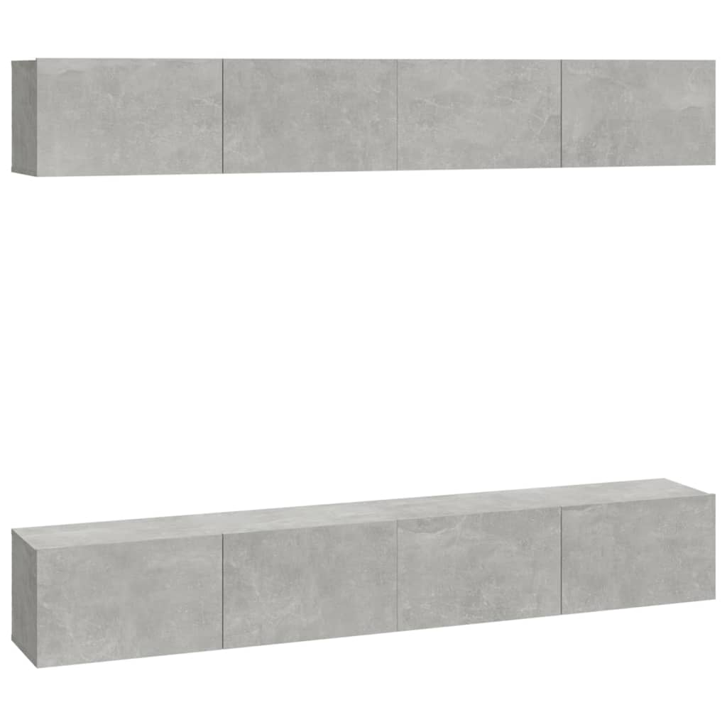 Wall TV Cabinets 4 pcs Concrete Grey 100x30x30 cm - Bargainia.com - 8720287103394 - 3114193