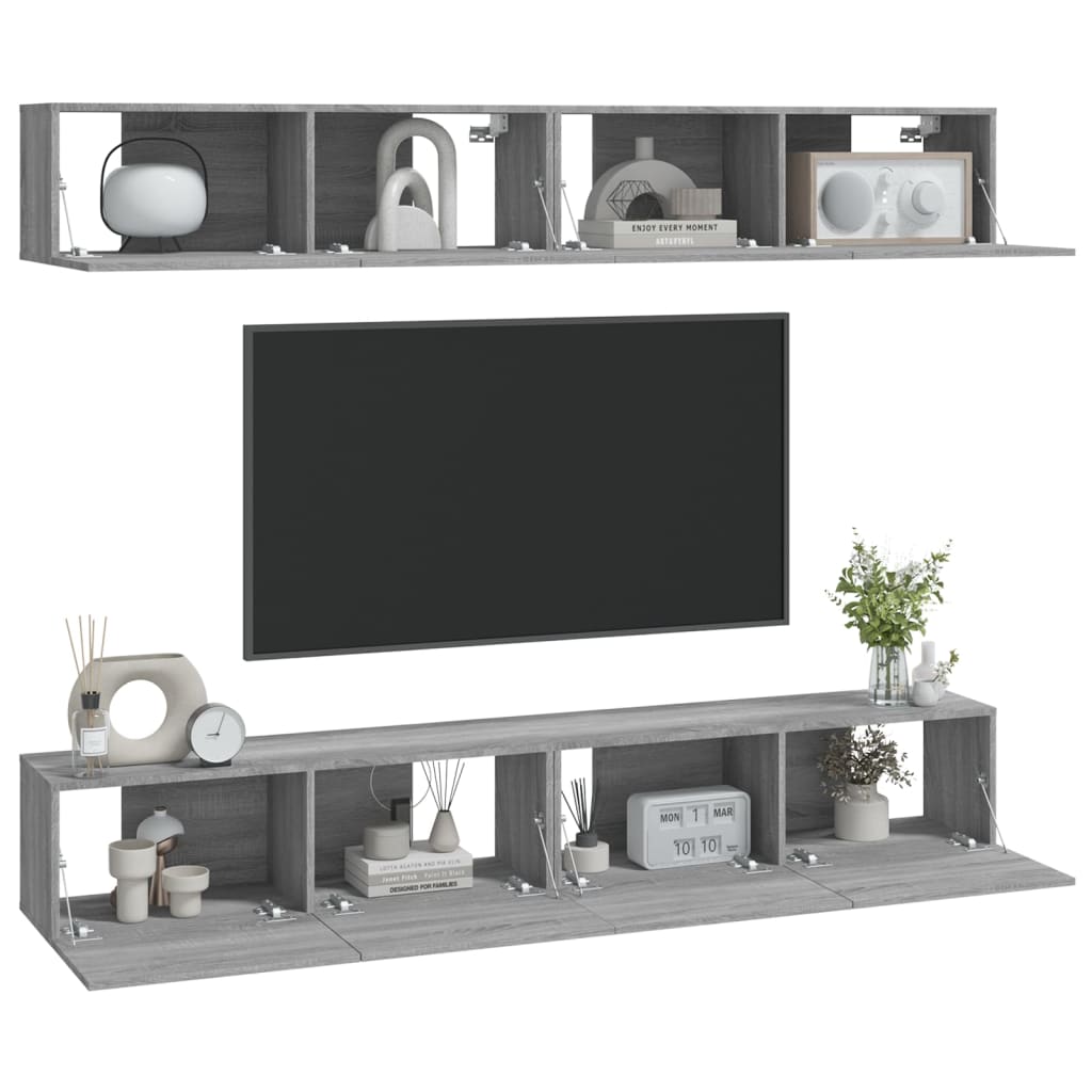 Wall TV Cabinets 4 pcs Grey Sonoma 100x30x30 cm - Bargainia.com - 