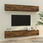 Wall TV Cabinets 4 pcs Smoked Oak 100x30x30 cm - Bargainia.com - 