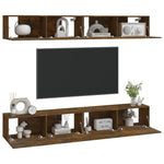 Wall TV Cabinets 4 pcs Smoked Oak 100x30x30 cm - Bargainia.com - 
