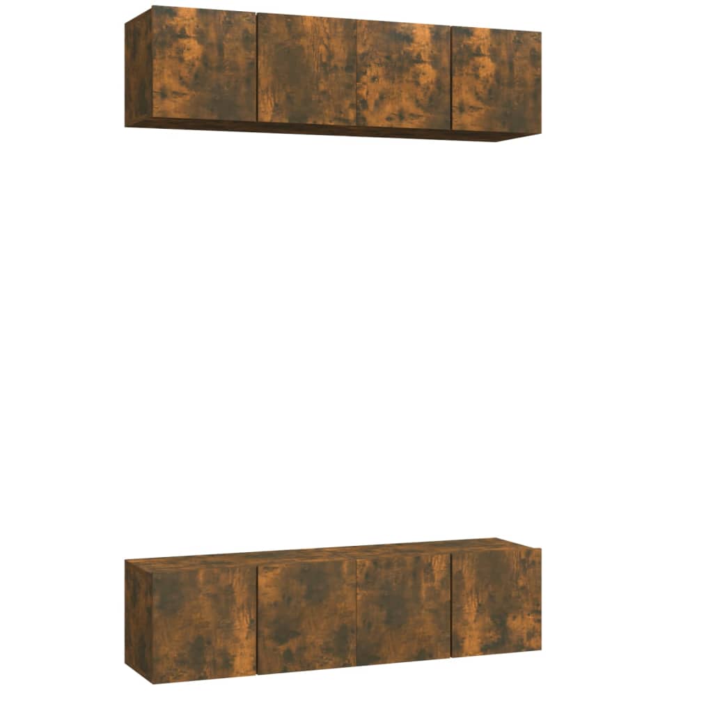 Wall TV Cabinets 4 pcs Smoked Oak 60x30x30 cm Engineered Wood - Bargainia.com - 8720287157298 - 3120203