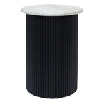 Walton Travertine Top Side Table with Black Acacia Wood Base - Bargainia.com - 5063227018574