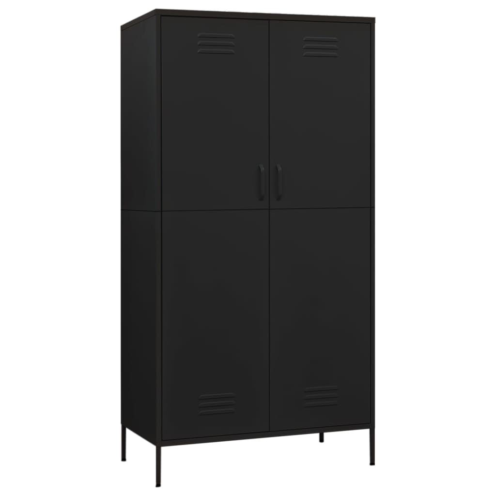 Wardrobe Black 90x50x180 cm Steel - Bargainia.com - 