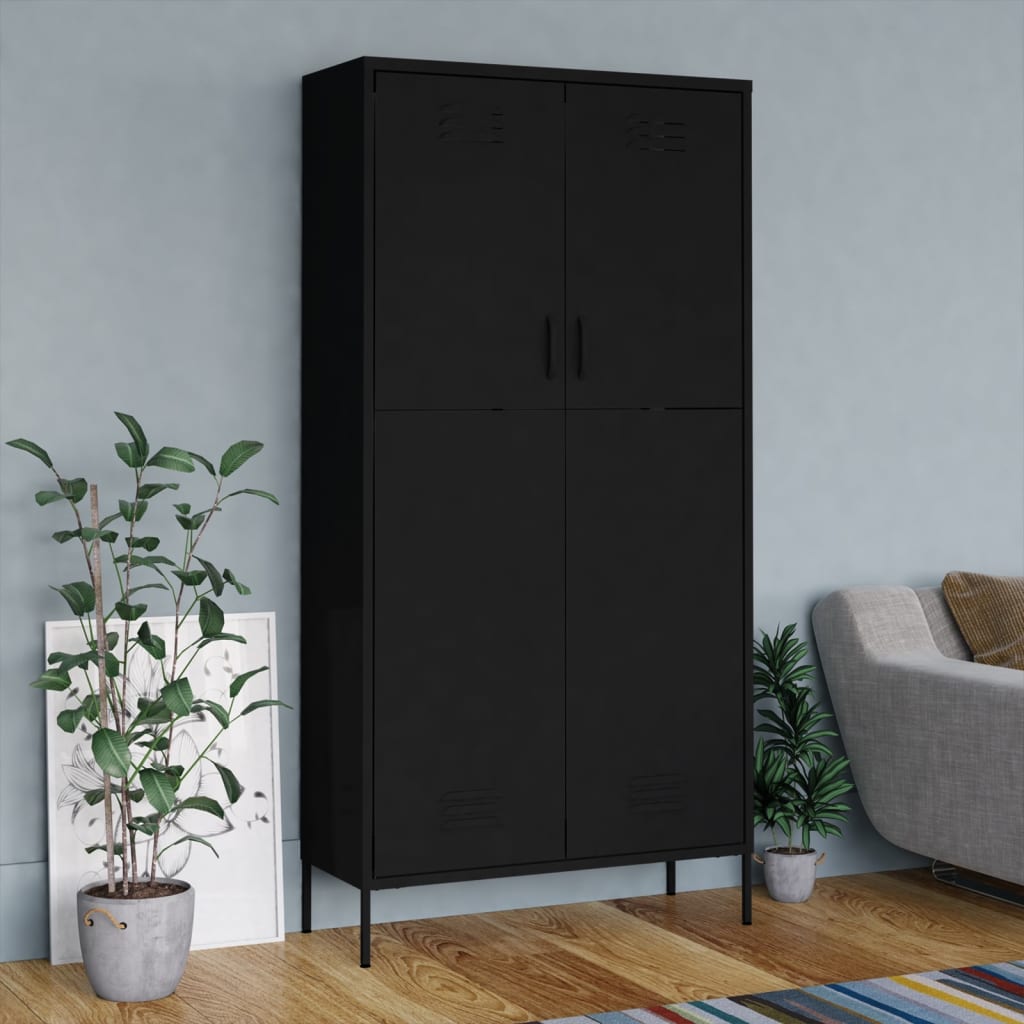 Wardrobe Black 90x50x180 cm Steel - Bargainia.com - 