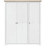 Wardrobe BODO White and Brown 151.5x52x176.5cm Solid Wood Pine - Bargainia.com - 