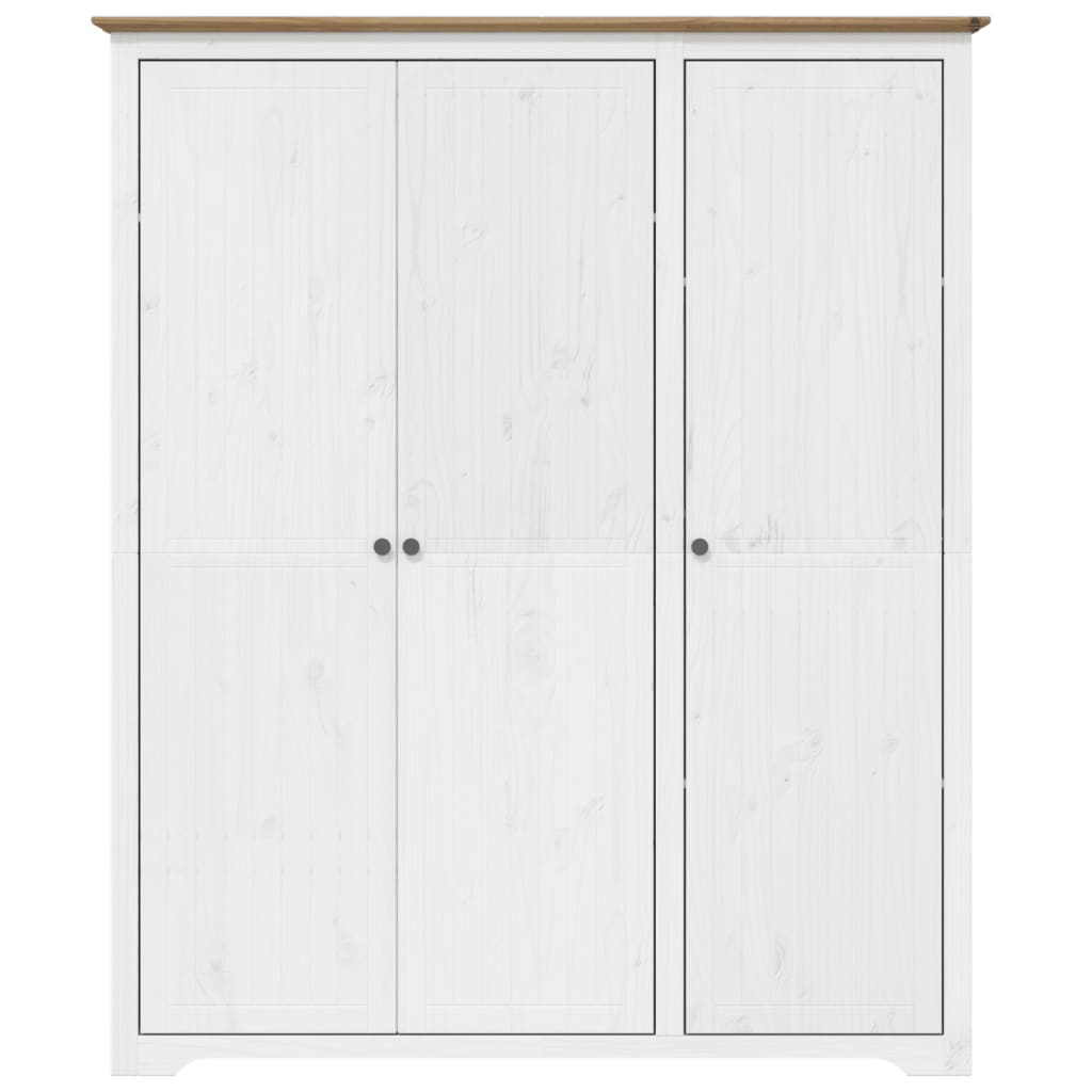 Wardrobe BODO White and Brown 151.5x52x176.5cm Solid Wood Pine - Bargainia.com - 