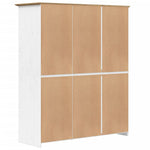 Wardrobe BODO White and Brown 151.5x52x176.5cm Solid Wood Pine - Bargainia.com - 