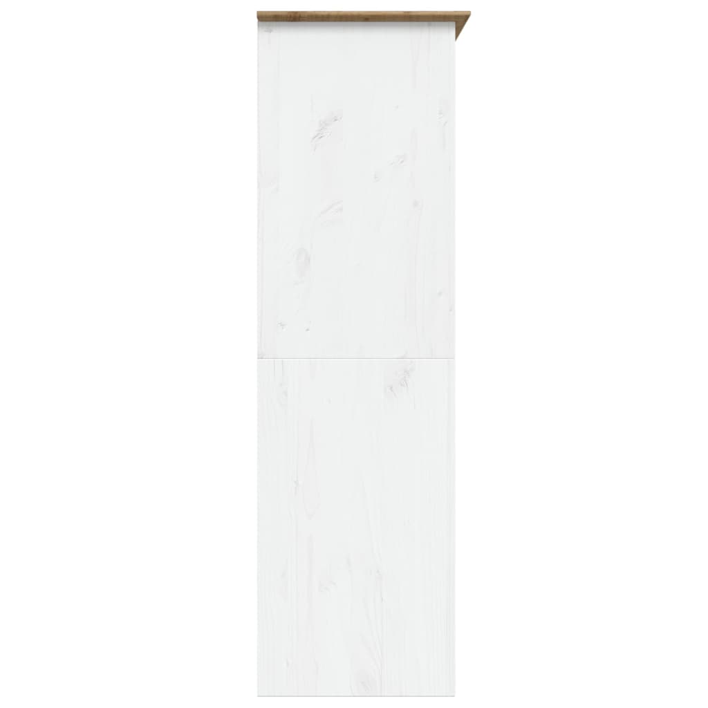 Wardrobe BODO White and Brown 151.5x52x176.5cm Solid Wood Pine - Bargainia.com - 